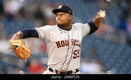 Houston Astros starting pitcher Framber Valdez delivers during the first  inning of a baseball game against the Detroit Tigers, Tuesday, April 4,  2023, in Houston. (AP Photo/Eric Christian Smith Stock Photo - Alamy