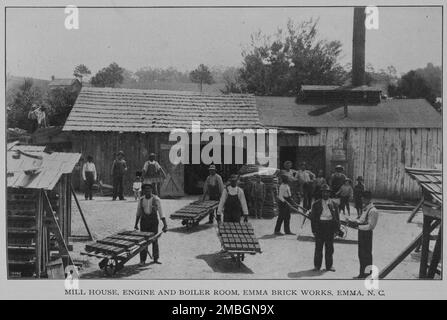 Casa di mulino, motore e caldaia, Emma Brick Works, Emma, N. C., 1902. Foto Stock