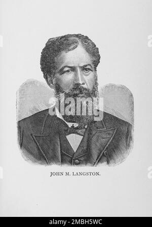 Langston, 1887. John Mercer Langston, abolizionista afro-americano, avvocato, attivista, diplomatico, E politico: Decano fondatore della scuola di diritto alla Howard University. Da "Men of Mark: Eminent, Progressive and Rising" di William J. Simmons. Foto Stock