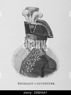 Toussaint l'Ouverture, 1887. Francois Dominique Toussaint-Louverture, leader rivoluzionario haitiano e generale, è nato schiavizzato sulla colonia francese di Saint-Domingue, ora conosciuta come Haiti. È cresciuto fino a diventare un generale e il leader più importante della Rivoluzione haitiana. Da "Men of Mark: Eminent, Progressive and Rising" di William J. Simmons. Foto Stock