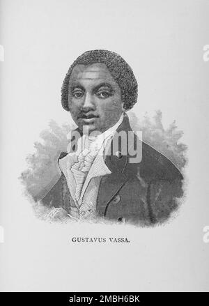Gustavus Vassa [Olaudah Equiano]., 1887. Autore, scrittore, abolizionista, marinaio e mercante africano: Schiavo da bambino, fu spedito ai Caraibi e venduto ad un ufficiale della Marina reale. Acquistò la sua libertà nel 1766, e sostenne il movimento abolizionista britannico a Londra. Equiano era membro dei figli d'Africa e pubblicò la sua autobiografia, "l'interessante narrazione della vita di Olaudah Equiano" (1789), che raffigurava gli orrori della schiavitù. Da "Men of Mark: Eminent, Progressive and Rising" di William J. Simmons. Foto Stock