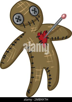 voodoo doll, Creepy Valentine clipart, Spooky Valentine, pastello Goth adesivi digitali, alternativa San Valentino vettore EPS10 Illustrazione Vettoriale