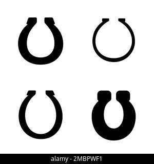 Set di icone a ferro di cavallo. Simbolo di fortuna. Illustrazione del vettore piatto isolata su sfondo bianco. Illustrazione Vettoriale