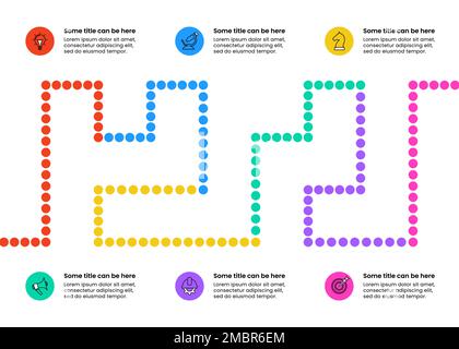Modello infografico con icone e 6 opzioni o passaggi. Timeline. Può essere utilizzato per il layout del flusso di lavoro, il diagramma, il banner, il webdesign. Illustrazione vettoriale Illustrazione Vettoriale