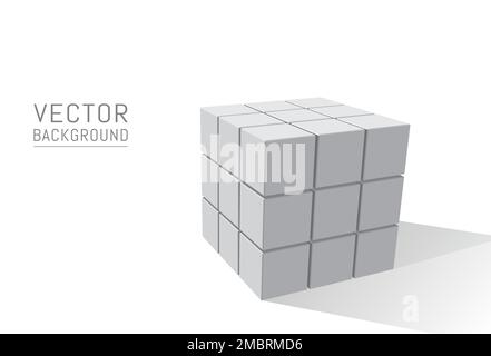 Аbstract composizione di 3D cubetti su sfondo bianco. Sfondo vettoriale per banner, poster, volantino, scheda, copertina, design della brochure. Illustrazione Vettoriale
