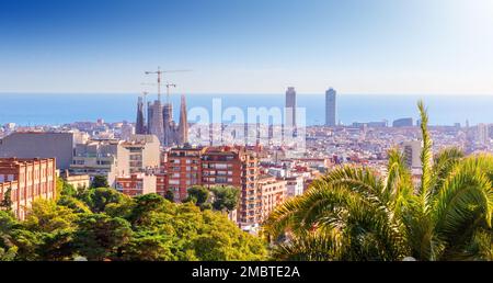 Barcellona, Spagna 18 dicembre 2019: Vista panoramica di Barcellona Foto Stock