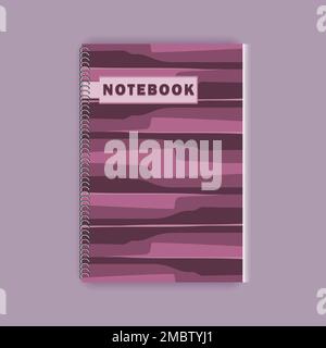 design della cover del notebook viola, design della cover del diario del notebook viola, design della cover del notebook a spirale viola Foto Stock