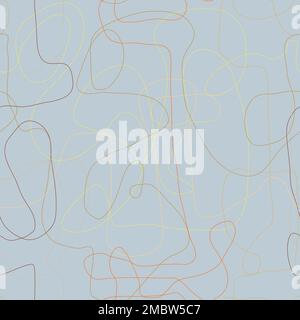 Motivo artistico caotico senza cuciture. Volute creative, curve una linea doodle disegno volate elementi. Penna a inchiostro forme a mano libera art. Linea Design per fabri Illustrazione Vettoriale