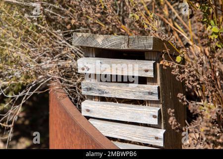 insetto casa di legno bug legno piccolo hotel ladybird ape casa in giardino ecologico Foto Stock