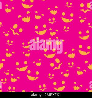 Happy Halloween Creepy sorride nei colori arancione e rosa Illustrazione Vettoriale