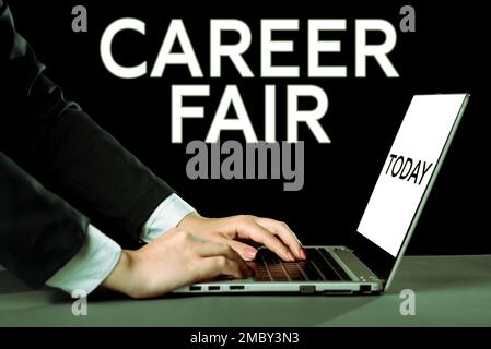 Scrittura a mano testo Carriera Fiera. Idea di affari un evento a cui i cercatori di lavoro possono incontrare i datori di lavoro possibili Foto Stock