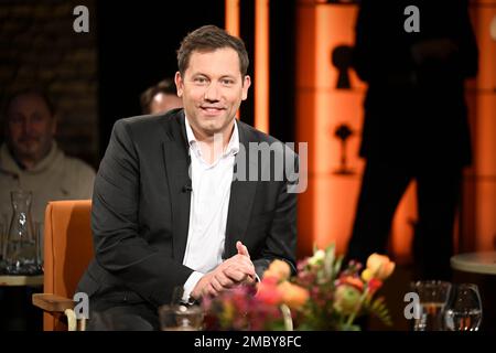 Brema, Germania. 20th Jan, 2023. Lars Klingbeil durante la registrazione del talk show di radio Bremen '3nach9' in studio. Credit: Sina Schuldt/dpa/Alamy Live News Foto Stock