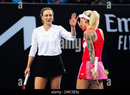 Melbourne, Australia. 20th Jan, 2023. Donna Vekic della Croazia gioca in doppio con Tereza Martincova della Repubblica Ceca al torneo di tennis Grand Slam del 2023 dell'Australian Open il 19 gennaio 2023 a Melbourne, Australia - Foto: Rob Prange/DPPI/LiveMedia Credit: Independent Photo Agency/Alamy Live News Foto Stock