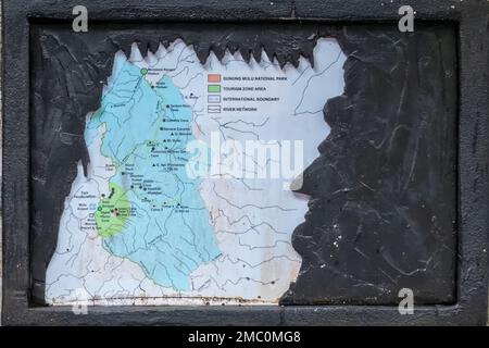 Mappa del Parco Nazionale di Gunung Mulu Foto Stock