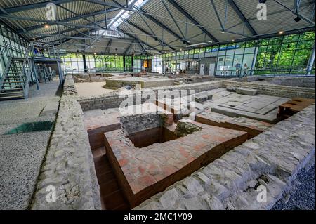 Le piccole terme, APC, Parco Archeologico di Cambodunum, Kempten, Allgaeu, Baviera, Germania Foto Stock