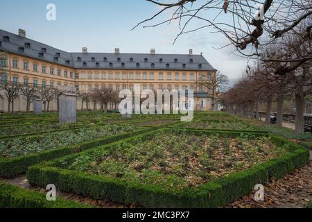 Rose Garden (Rosengarten) presso la nuova residenza (Neue Residenz), vecchio palazzo - Bamberga, Baviera, Germania Foto Stock