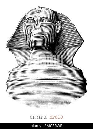 Sphinx disegno a mano vintage stile di incisione Illustrazione Vettoriale