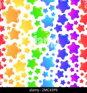 Motivo vettoriale senza cuciture con stelle colorate Arcobaleno dipinte. Motivi colorati per bambini Illustrazione Vettoriale