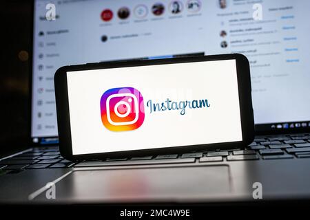 Polonia. 20th Jan, 2023. In questa immagine viene visualizzato un logo Instagram sullo smartphone. Credit: SOPA Images Limited/Alamy Live News Foto Stock