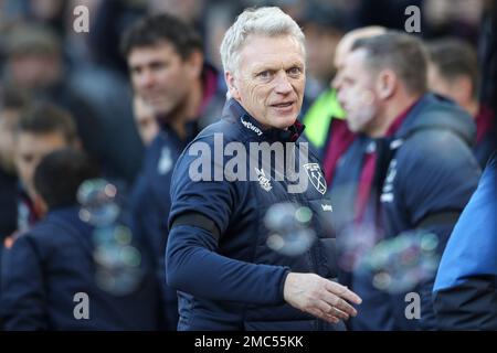 David Moyes manager di West Ham United durante la partita della Premier League tra West Ham United ed Everton al London Stadium di Stratford sabato 21st gennaio 2023. (Credit: Tom West | MI News) Credit: MI News & Sport /Alamy Live News Foto Stock