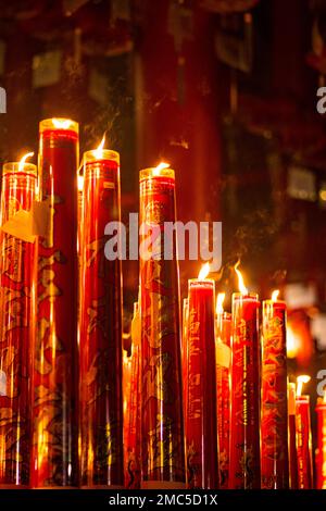 23 gennaio 2023. Candele giganti a Sam Poo Kong. Semarang, Indonesia. Foto Stock