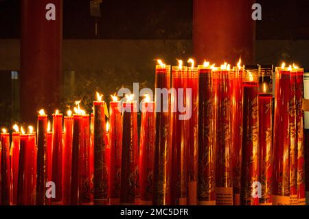 23 gennaio 2023. Candele giganti a Sam Poo Kong. Semarang, Indonesia. Foto Stock