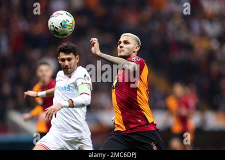 ISTANBUL, TURCHIA - 21 GENNAIO: Mauro Icardi di Galatasaray SK durante la partita Super Lig tra Galatasaray SK e Antalyaspor allo stadio NEF il 21 gennaio 2023 a Istanbul, Turchia (Foto di Orange Pictures) Foto Stock