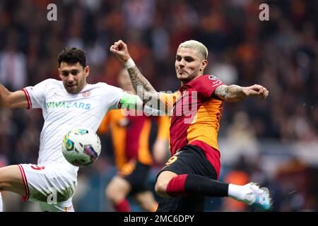 ISTANBUL, TURCHIA - 21 GENNAIO: Mauro Icardi di Galatasaray SK durante la partita Super Lig tra Galatasaray SK e Antalyaspor allo stadio NEF il 21 gennaio 2023 a Istanbul, Turchia (Foto di Orange Pictures) Foto Stock