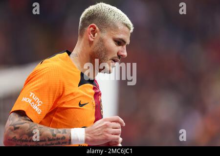 ISTANBUL, TURCHIA - 21 GENNAIO: Mauro Icardi di Galatasaray SK durante la partita Super Lig tra Galatasaray SK e Antalyaspor allo stadio NEF il 21 gennaio 2023 a Istanbul, Turchia (Foto di Orange Pictures) Foto Stock