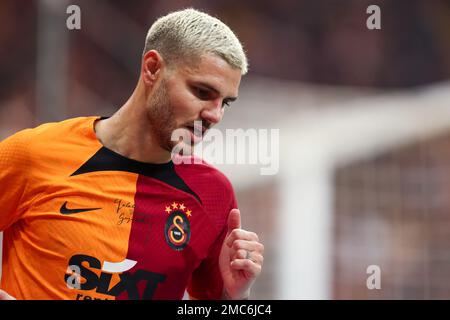 ISTANBUL, TURCHIA - 21 GENNAIO: Mauro Icardi di Galatasaray SK durante la partita Super Lig tra Galatasaray SK e Antalyaspor allo stadio NEF il 21 gennaio 2023 a Istanbul, Turchia (Foto di Orange Pictures) Foto Stock