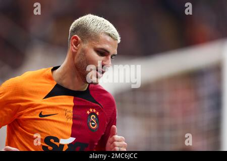 ISTANBUL, TURCHIA - 21 GENNAIO: Mauro Icardi di Galatasaray SK durante la partita Super Lig tra Galatasaray SK e Antalyaspor allo stadio NEF il 21 gennaio 2023 a Istanbul, Turchia (Foto di Orange Pictures) Foto Stock