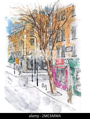 Marchmont Street, Bloomsbury, Londra, WC1H 9RE Foto Stock