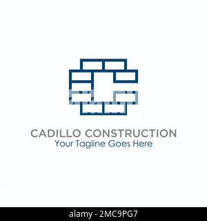 Carattere lettera o parola C con mattone in linea la nostra immagine grafica icona logo design astratto concetto vettore stock. simbolo relativo all'edificio o all'iniziale Illustrazione Vettoriale