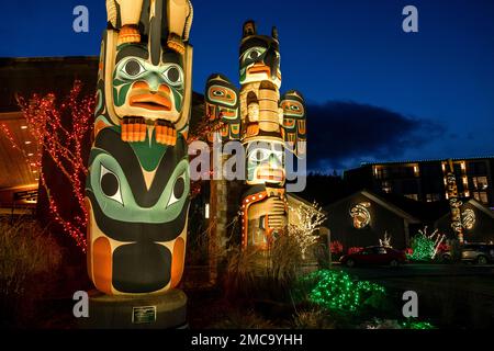 Totem si trova all'hotel e casinò Seven Cedars, Sequim, Washington state, USA Foto Stock