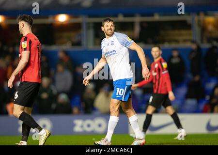 Lukas Jutkiewicz di Birmingham durante la partita del campionato Sky Bet tra Birmingham City e Preston North End a St Andrews, Birmingham sabato 21st gennaio 2023. (Credit: Gustavo Pantano | MI News) Foto Stock