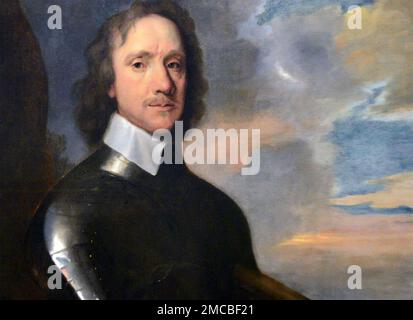 OLIVER CROMWELL (1599-1658) politico e soldato inglese. Particolare di un ritratto dipinto da Robert Walker intorno al 1649 Foto Stock