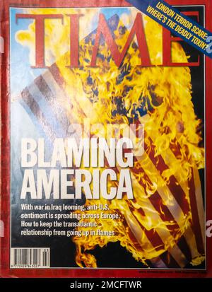 Copertina della rivista TIME - 20 gennaio 2003. Incolpare l'America Foto Stock