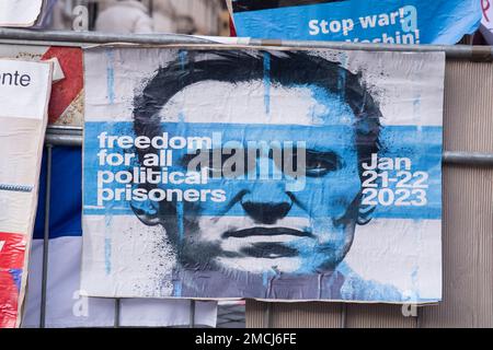 Roma, Italia. 21st Jan, 2023. Sit-in a Roma organizzato da un gruppo di cittadini della Federazione Russa a sostegno di Alexei Navalny. (Foto di Matteo Nardone/Pacific Press) Credit: Pacific Press Media Production Corp./Alamy Live News Foto Stock