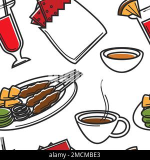 Cibo e bevande Singapore senza cuciture modello di cucina nazionale Illustrazione Vettoriale