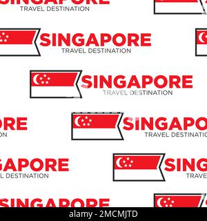 Viaggi e turismo Singapore bandiera nazionale modello senza giunture heraldry senza giunture Illustrazione Vettoriale