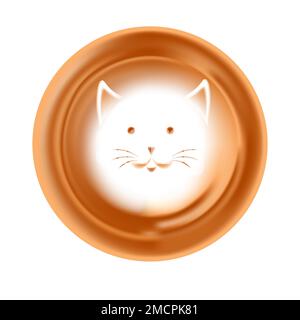 Schiuma gatto muso disegno o immagine caffè bevanda energetica Illustrazione Vettoriale
