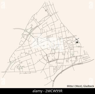 Mappa delle strade del DISTRETTO MITTE 1 (OVEST), GLADBECK Illustrazione Vettoriale