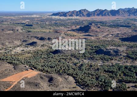 Paesaggio vicino Khaybar, vista aerea, Provincia di Medina, Arabia Saudita, Penisola Araba Foto Stock