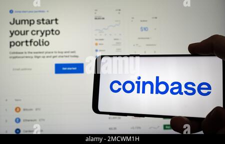 Coinbase per Bitcoin, Ethereum - piattaforma di scambio di criptovalute Foto Stock