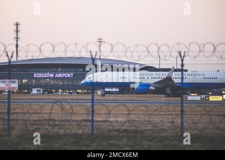 Air Force One Visit, aeroporto di Rzeszow, presidente degli Stati Uniti, Jasionka, Polonia Foto Stock