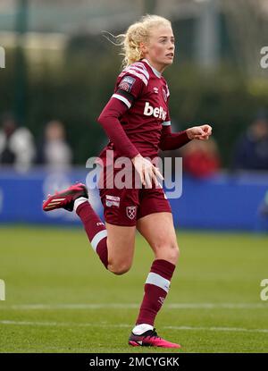 Il West Ham United's Grace Fisk in azione durante la partita della Barclays Women's Super League al Walton Hall Park, Liverpool. Data immagine: Domenica 22 gennaio 2023. Foto Stock