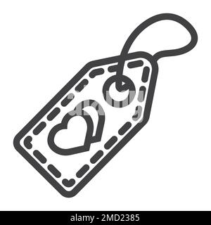 Love sale tag line icon, giorno di San Valentino e romantico, grafica vettoriale segno di prezzo, un motivo lineare su sfondo bianco, eps 10. Illustrazione Vettoriale