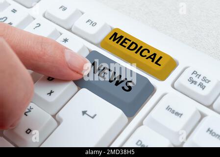 Didascalia concettuale Medical News. Rapporto di panoramica aziendale o informazioni degne di nota sulla svolta medica Foto Stock