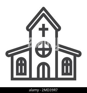 Icona della linea della Chiesa, pasqua e vacanza, grafica vettoriale dei segni di costruzione, un motivo lineare su sfondo bianco, eps 10. Illustrazione Vettoriale