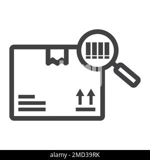 Tracciamento dell'icona della linea di pacchi, logistica e consegna, ricerca di grafici vettoriali con segni di codici a barre, un motivo lineare su sfondo bianco, eps 10. Illustrazione Vettoriale